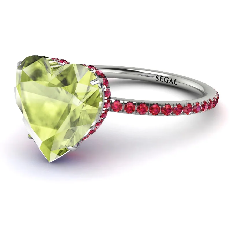 women's engagement rings with diamond accents -Heart Shape Peridot Ring - Noelle No. 712