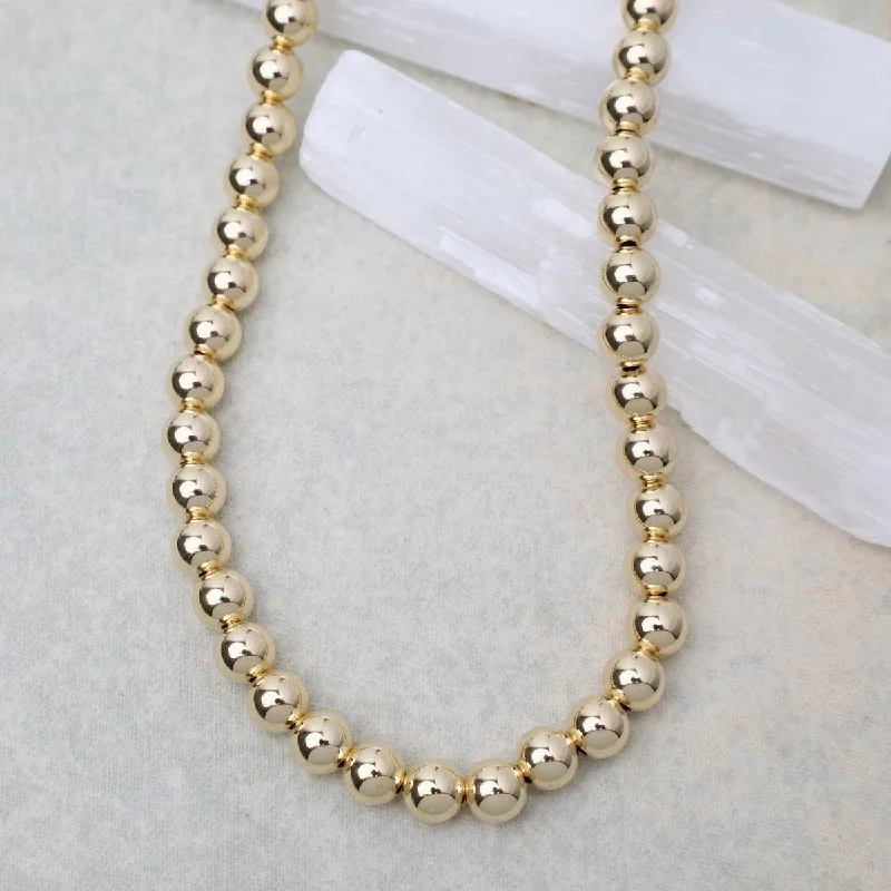 women's necklaces with beaded accents -8mm Gold Filled Bead Choker Necklace