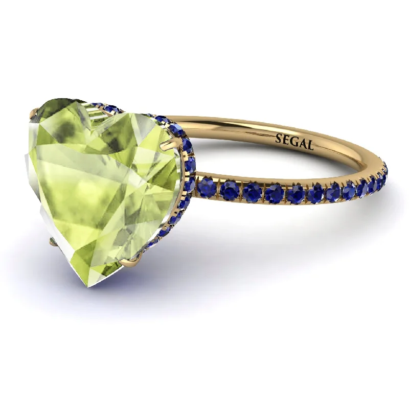 women's engagement rings with pave diamonds -Heart Shape Peridot Ring - Noelle No. 713