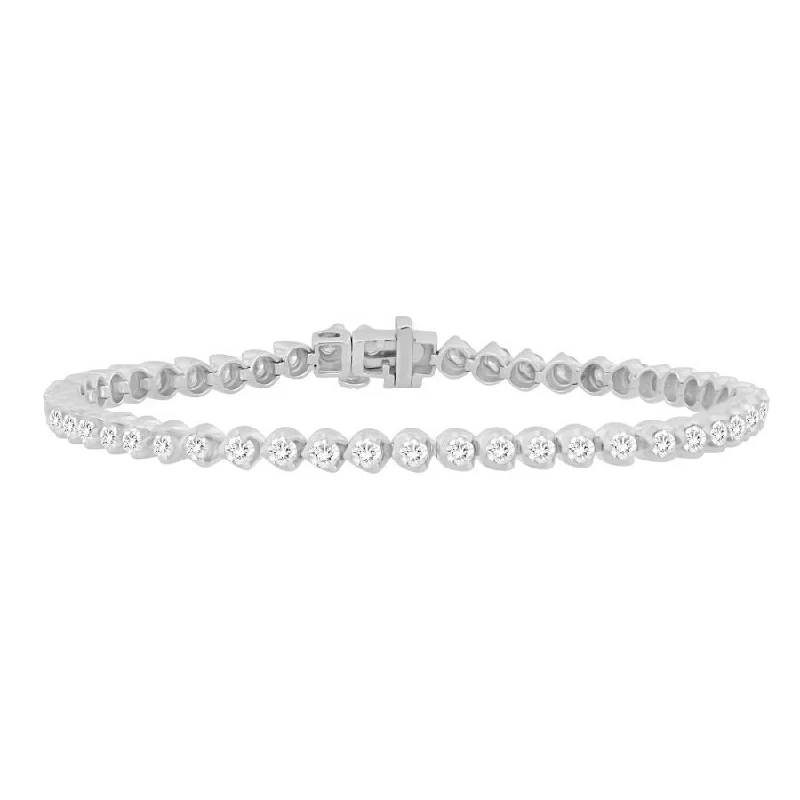 women's bracelets with gemstone bangle -LADIES BRACELET 3.00CT ROUND DIAMOND 10K WHITE GOLD