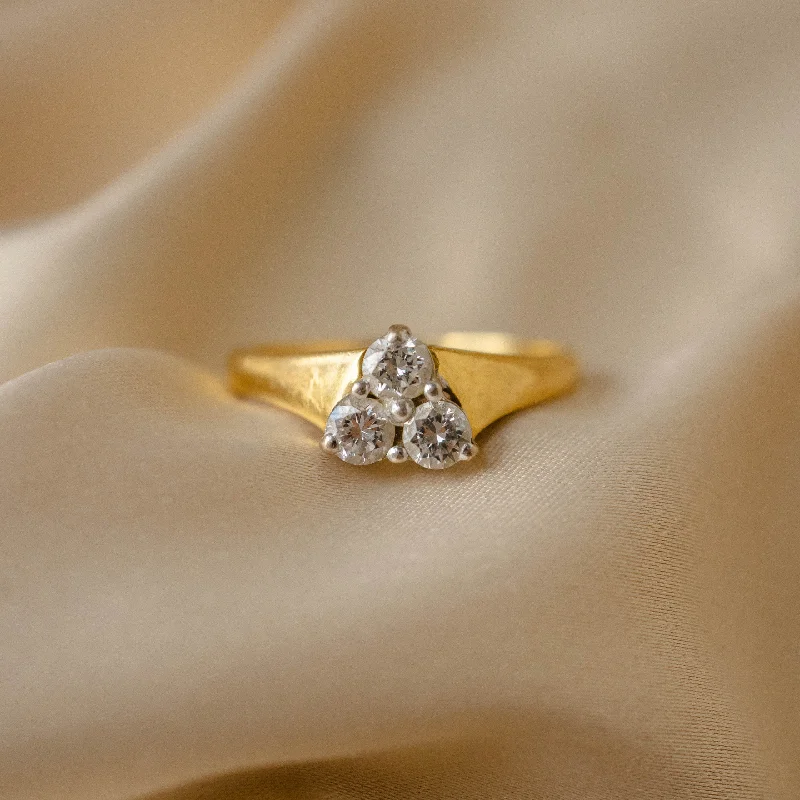 women's engagement rings with vintage metal -“Three Jewels” Diamond in 14k Gold Ring