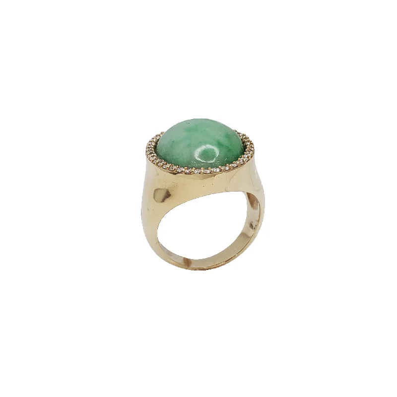 women's engagement rings with split shank -Diamond Jade Ring (14K)