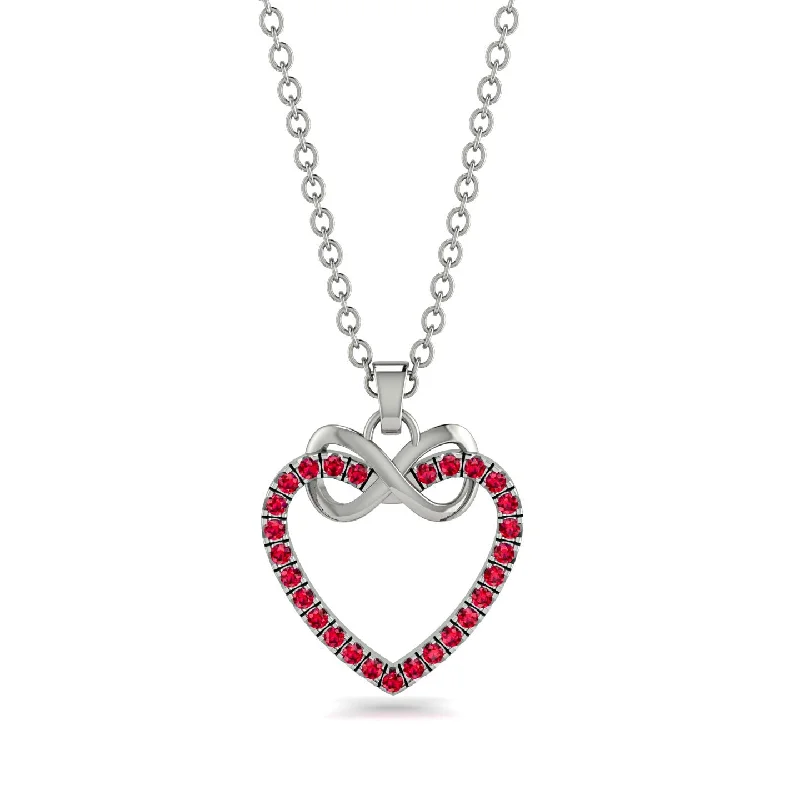 women's necklaces with solitaire pendant -Infinity Heart Ruby Necklace - Mollie No. 12