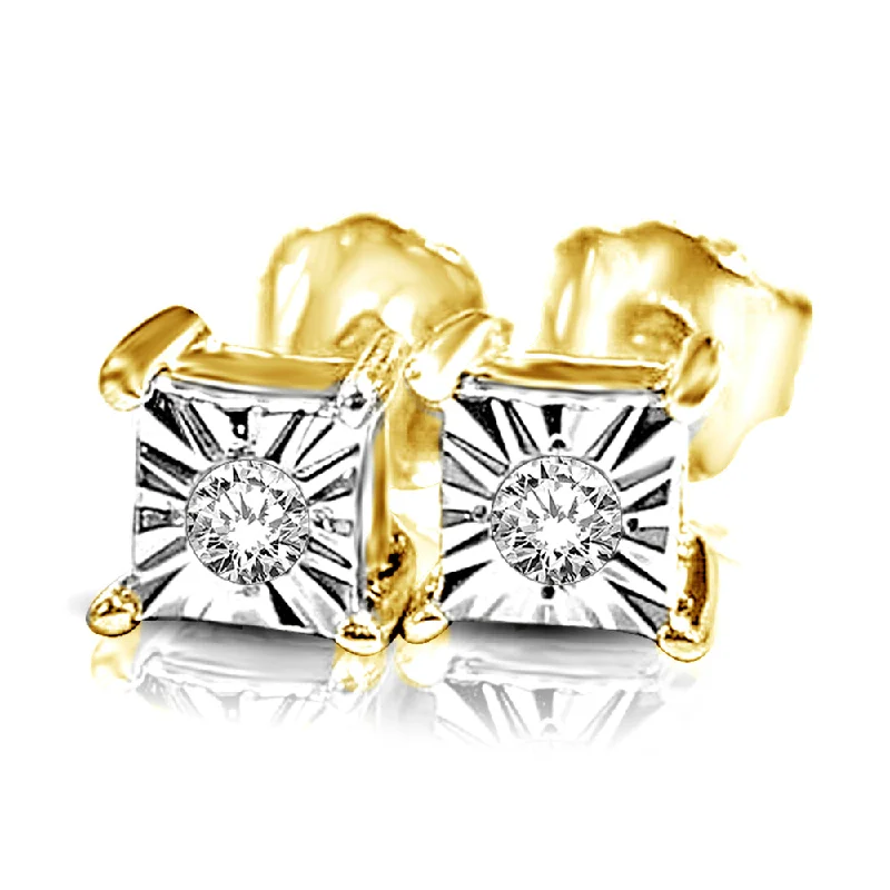 women's earrings with star-shaped design -10K Yellow Gold 1/20 Ct.Tw. Diamond Stud Earrings