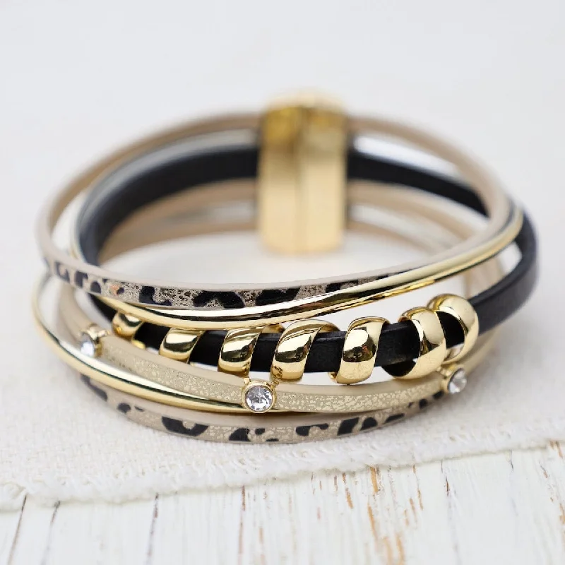 women's bracelets with stackable look -Shiny Gold Animal Print Bracelet