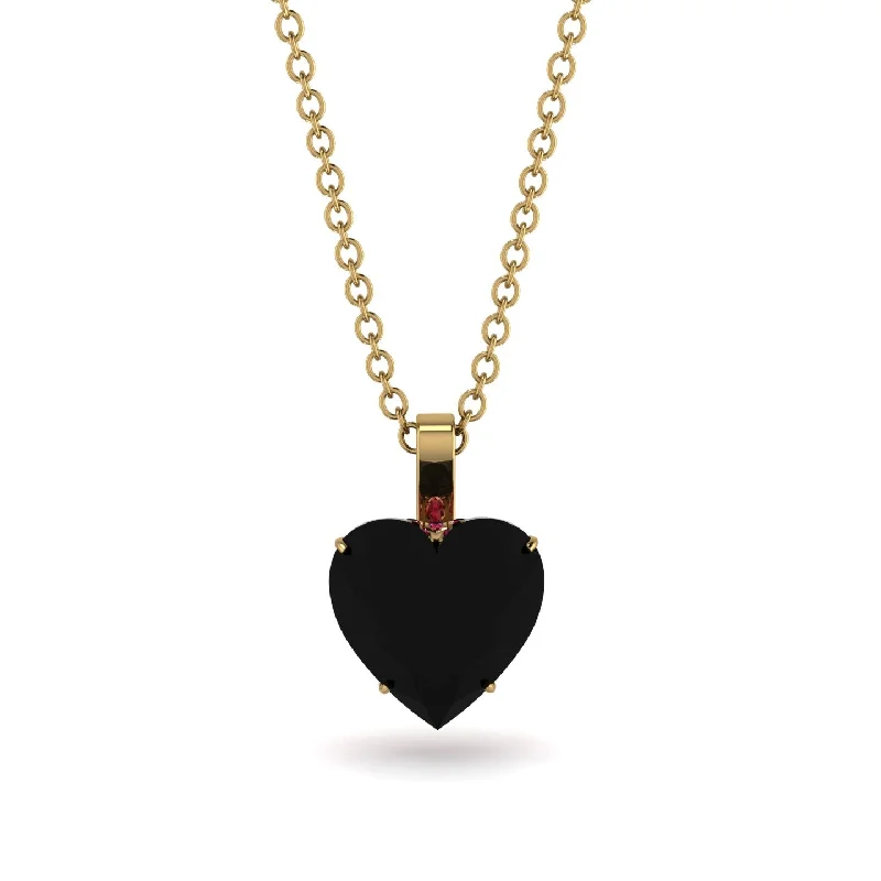 women's necklaces with floral pendant -Heart Black Diamond Necklace - Noelle No. 52