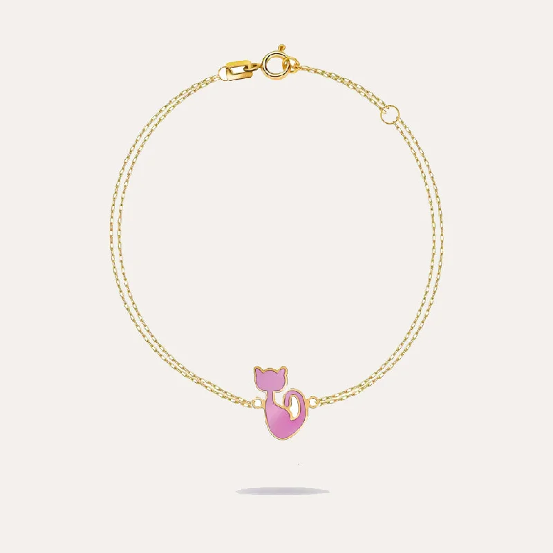 women's bracelets with hammered finish -18K Gold Pink Panther Bracelet For Kids