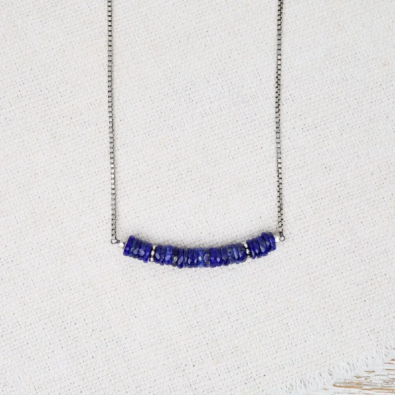 women's necklaces with minimalist style -Lapis Sequins with Sterling Trim Necklace