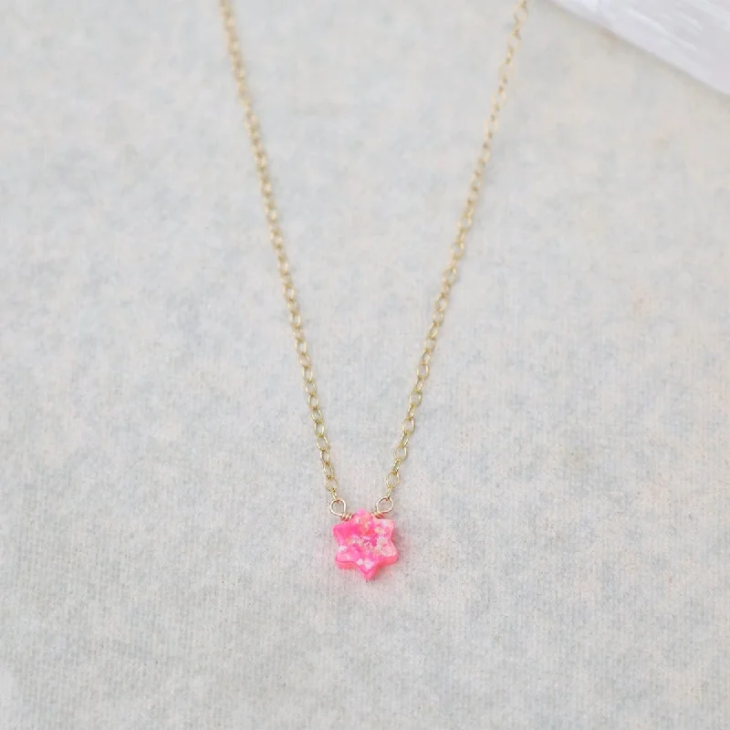 women's necklaces with long chain -Pink Opal Star of David Necklace