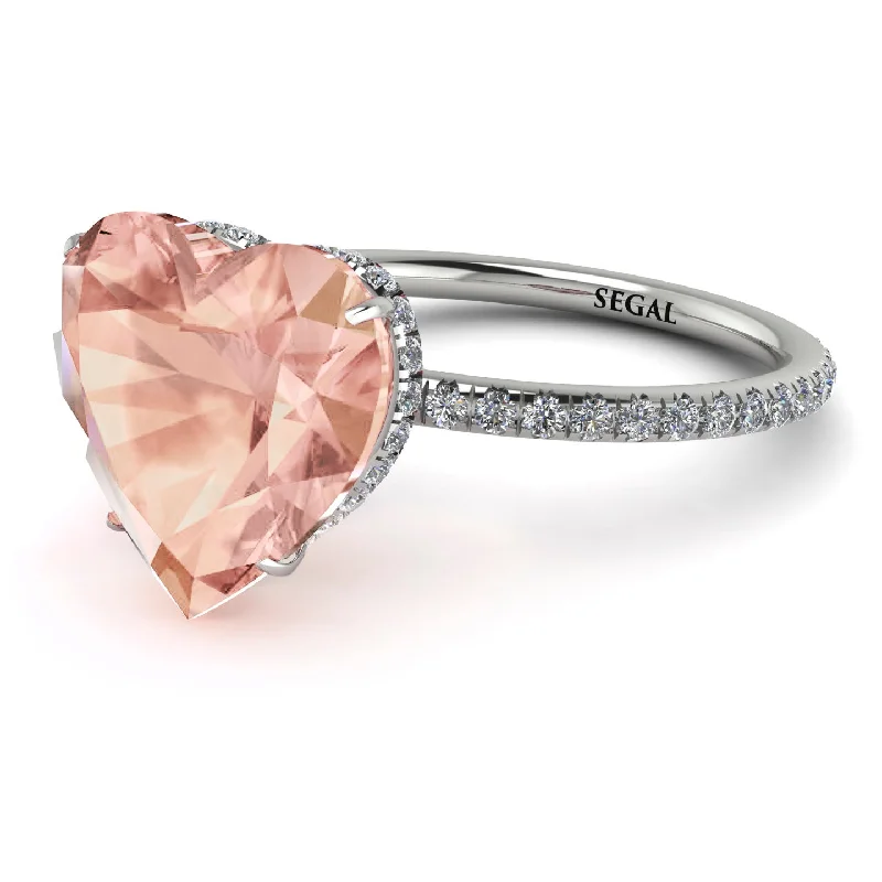 women's engagement rings with hidden halo -Heart Shape Morganite Ring - Noelle No. 903