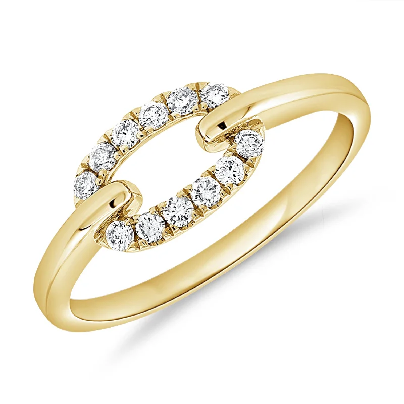 women's engagement rings with halo design -14K Gold Diamond Oval Link Ring