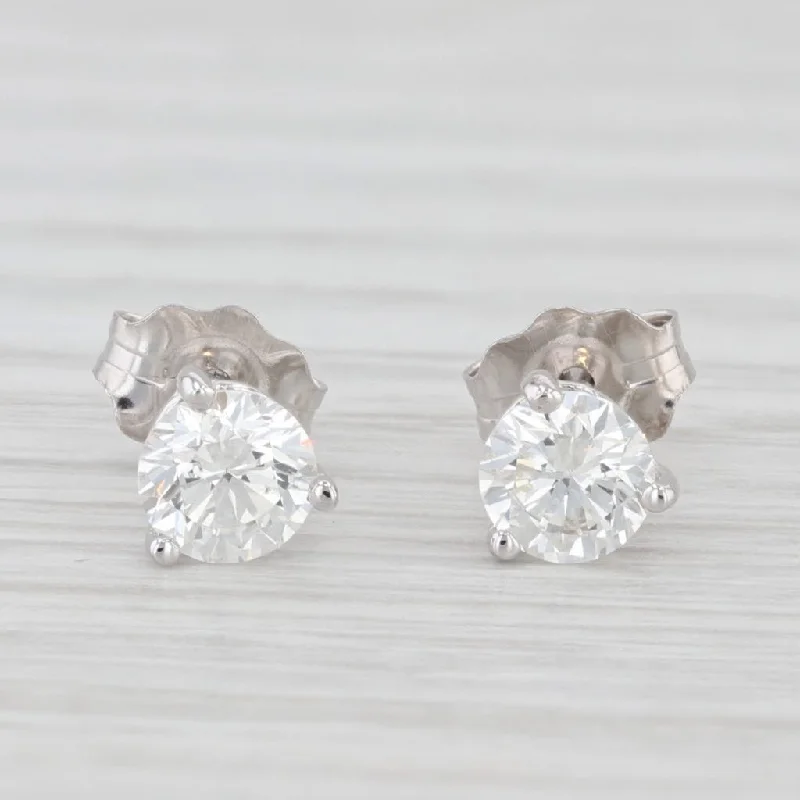 women's earrings with chic hoops -New 0.52ctw Diamond Solitaire Stud Earrings 18k White Gold