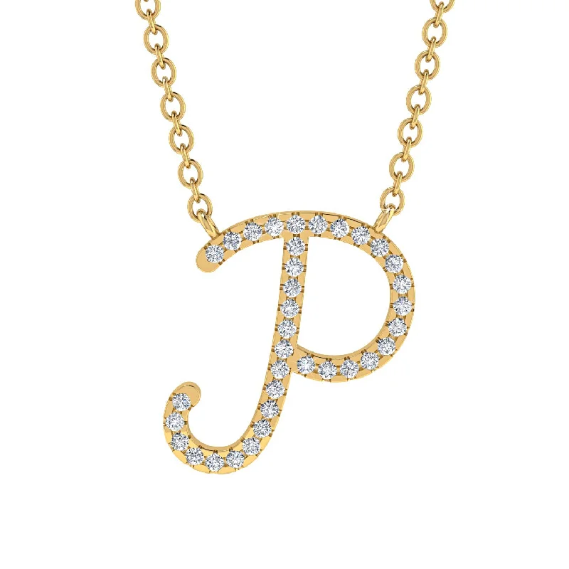 women's necklaces with delicate pearls -Diamond Gold Letter Necklace - P