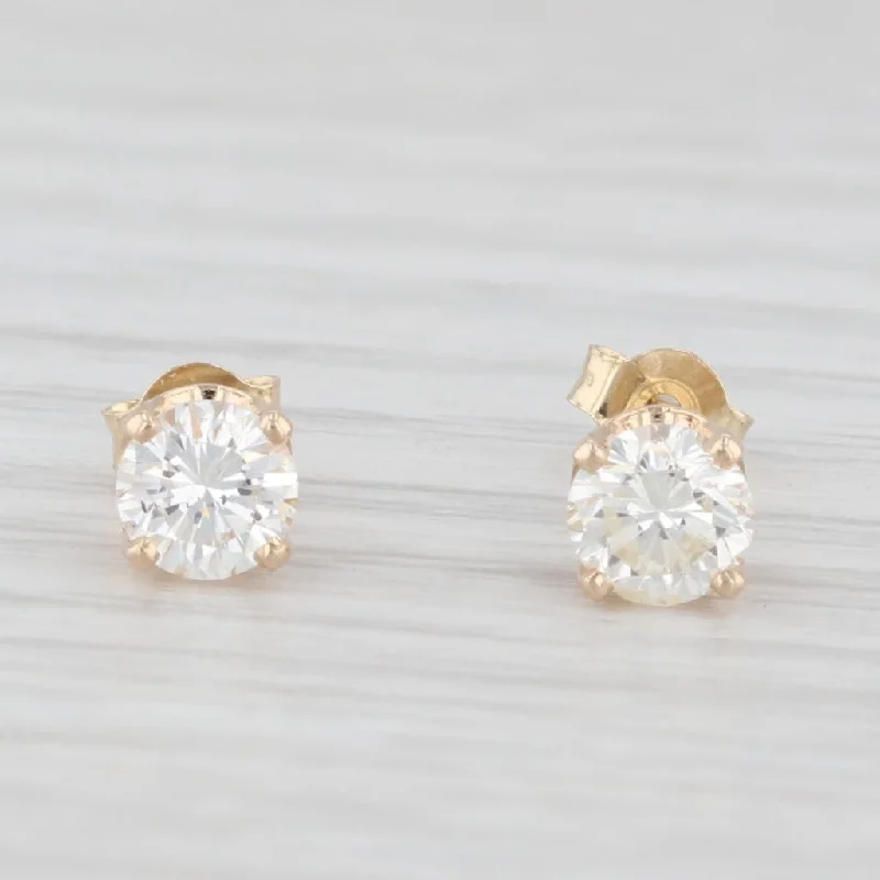 women's earrings with contemporary design -0.50ctw Diamond Round Solitaire Stud Earrings 14k Yellow Gold