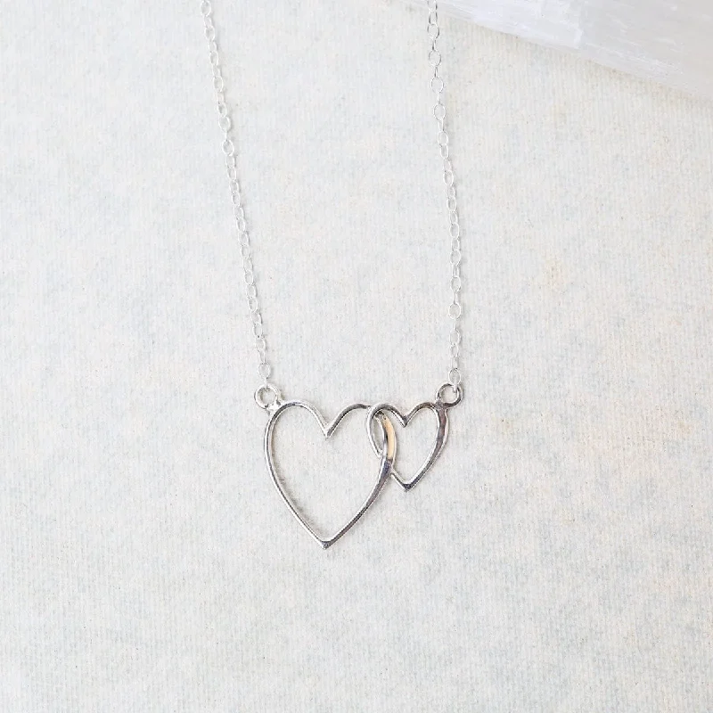 women's necklaces with custom engraving -Linked Hearts Necklace