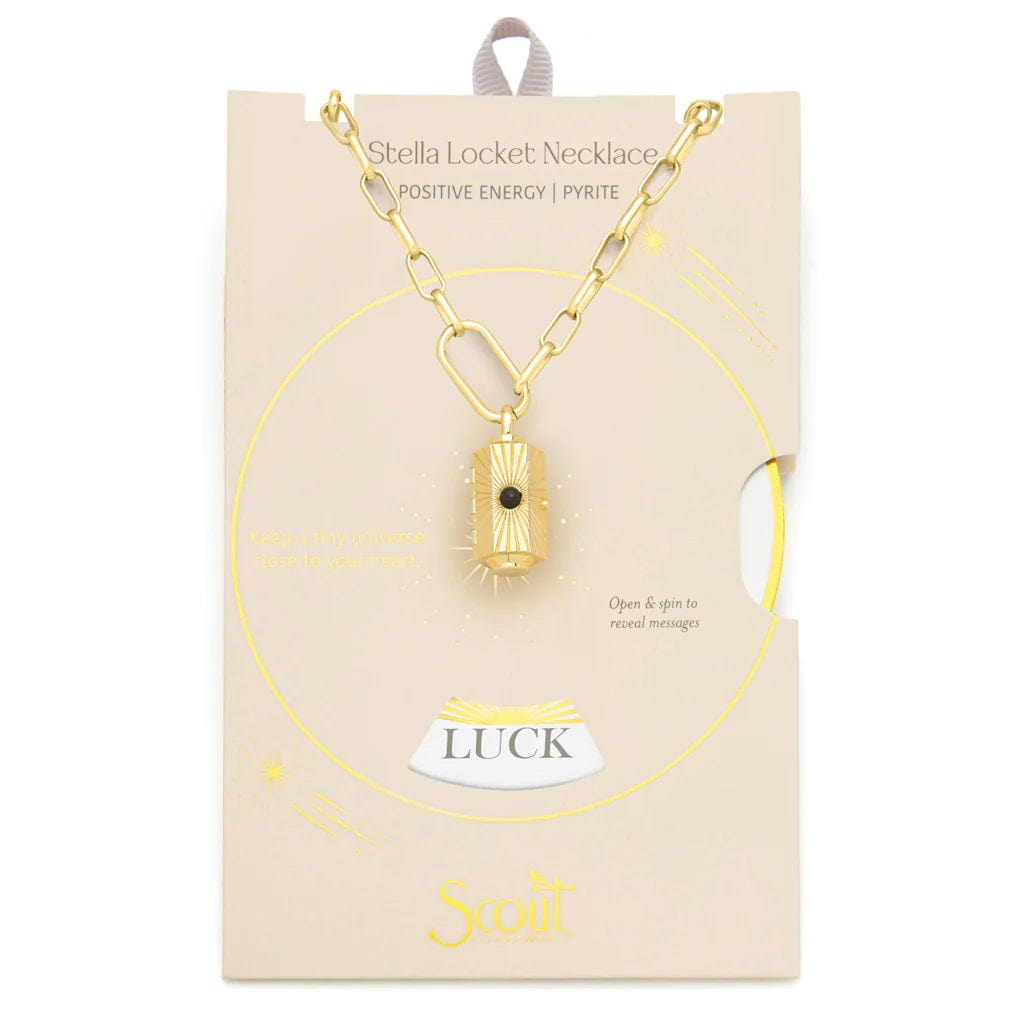 women's necklaces with pendant design -Positive Energy Stella Locket Necklace with Pyrite