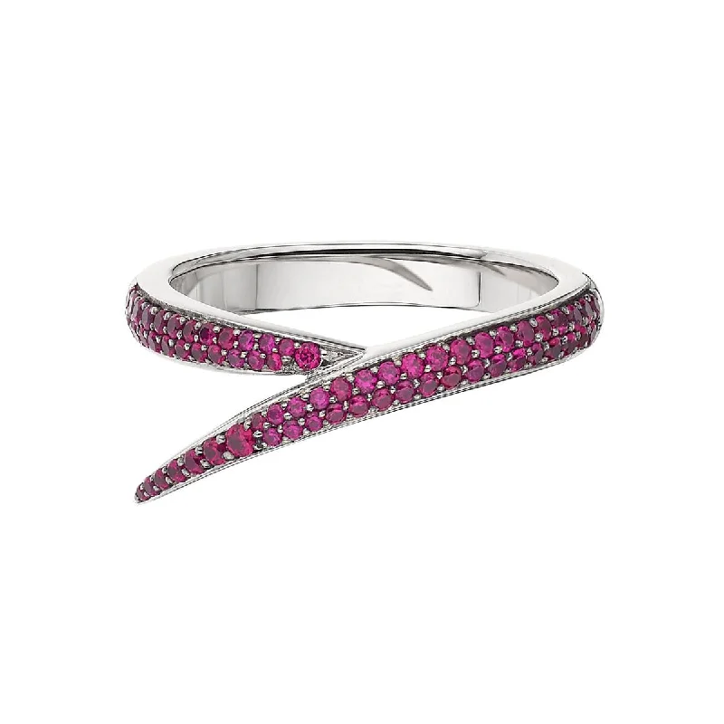 women's rings with bold style -Interlocking Single Ring - 18ct White Gold & Pink Sapphire