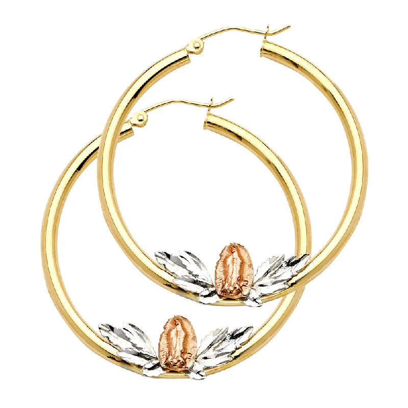 women's earrings with round stones -14K Guadalupe Hoop Earrings