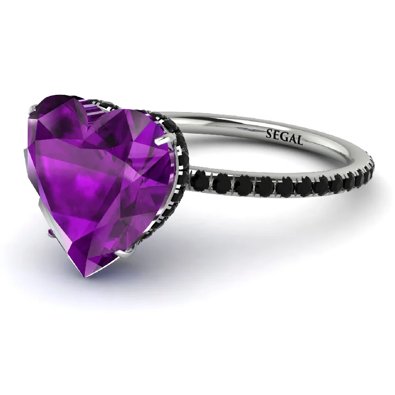 women's engagement rings with bezel setting -Heart Shape Amethyst Ring - Noelle No. 309