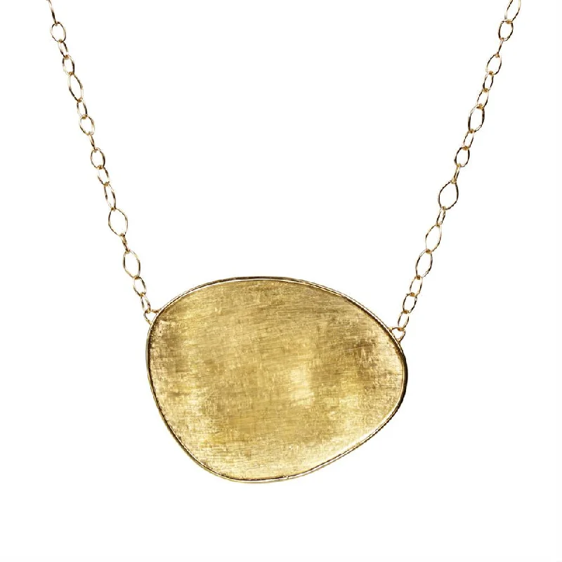 women's necklaces with sparkling zirconia -Marco Bicego Lunaria Large Oval 18K Yellow Gold Necklace Pendant 17.5"  CB1770