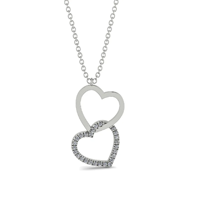 women's necklaces with star-shaped pendant -Interlocked Hearts Diamond Necklace - Wendy No. 3