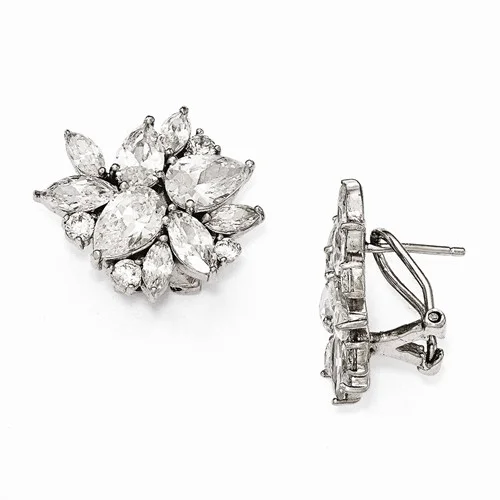 women's earrings with star-shaped crystals -Sterling Silver Cubic Zirconia (CZ) Omega Back Earrings