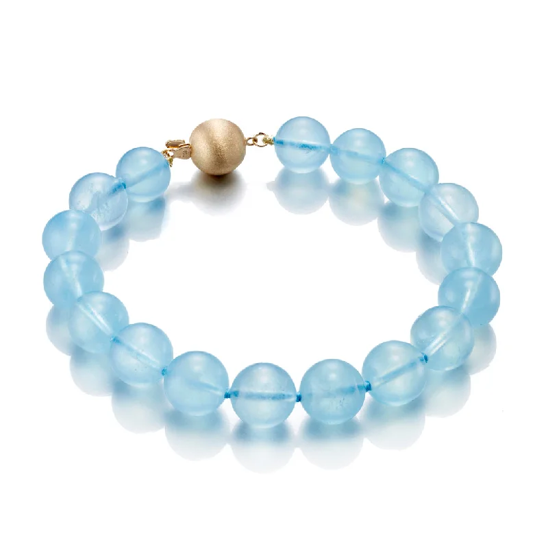 women's bracelets with sapphires -Aquamarine Bead Bracelet