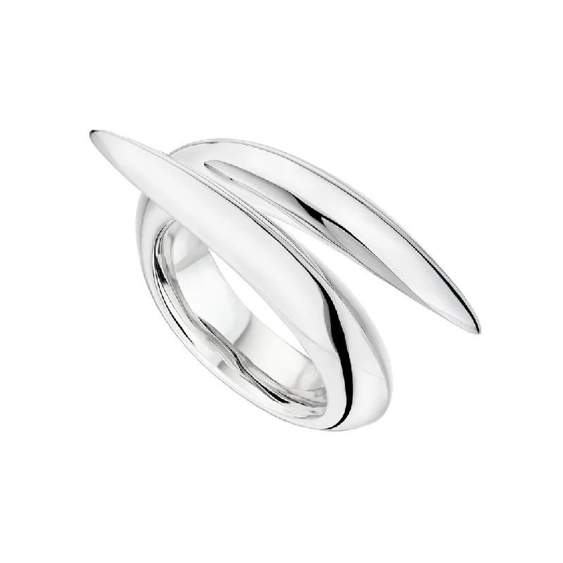 women's rings with princess-cut diamond -Sabre Deco Crossover Ring - Silver