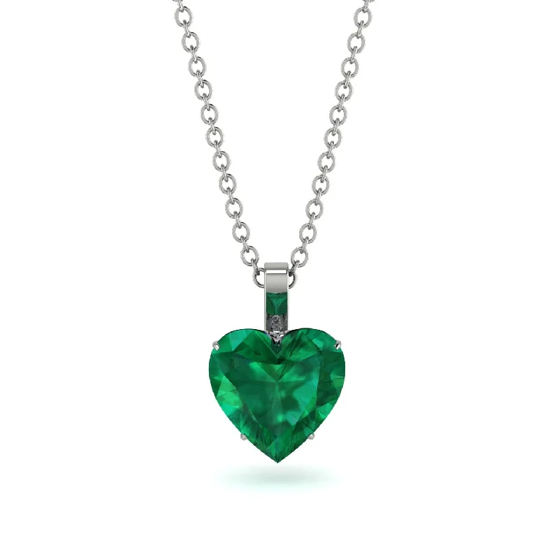 women's necklaces with intricate design -Heart Emerald Necklace - Noelle No. 6