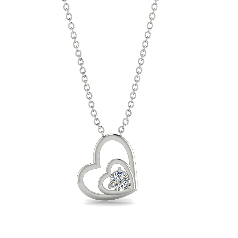 women's necklaces with modern style -Two Hearts Diamond Necklace - Dana No. 3