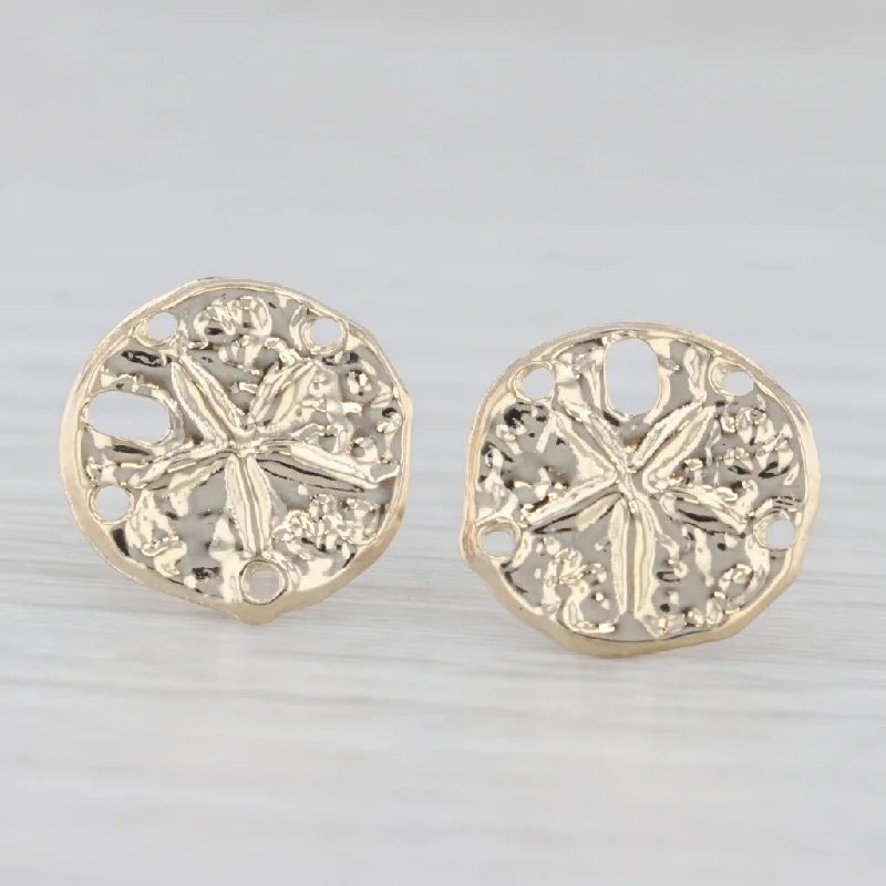 women's earrings with classic pearl studs -Sand Dollar Stud Earrings 14k Yellow Gold Nautical Jewelry