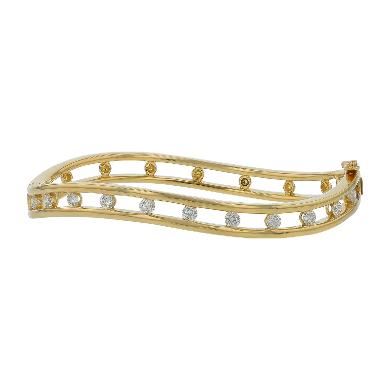 women's bracelets silver -Diamond Floating Curved Bracelet in 18K Yellow Gold