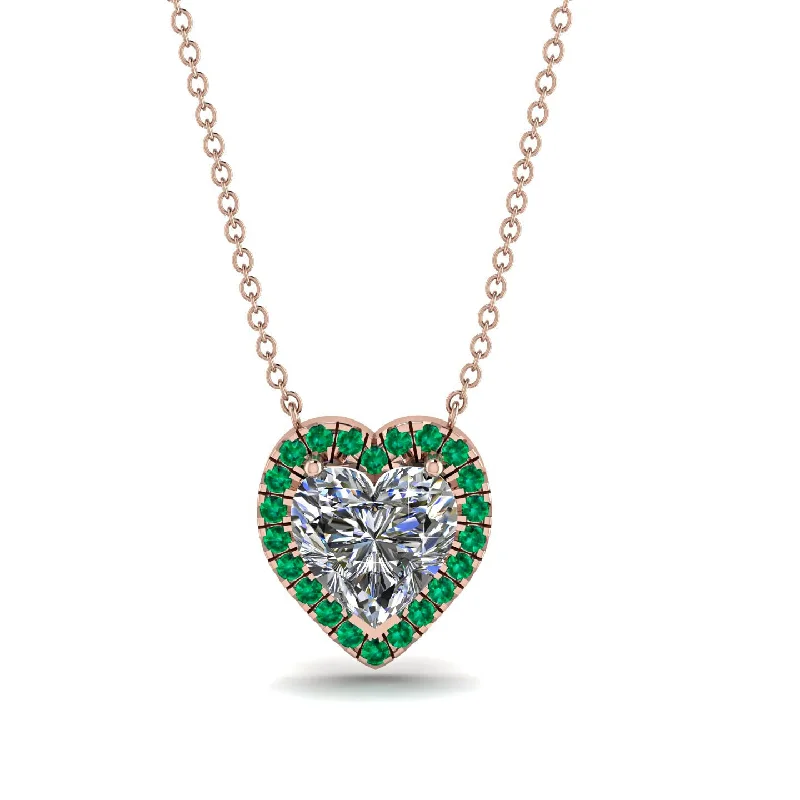 women's necklaces with pendant design -4.7Ct Diamond Halo Heart Necklace - Jaylene No. 17