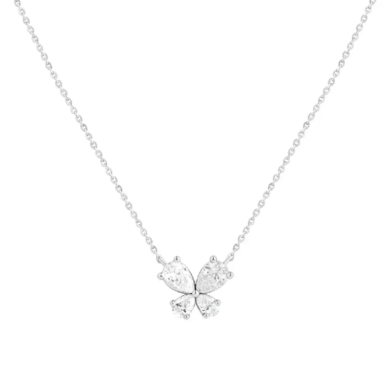 women's necklaces with sparkling diamonds -White Gold Diamond Butterfly Necklace