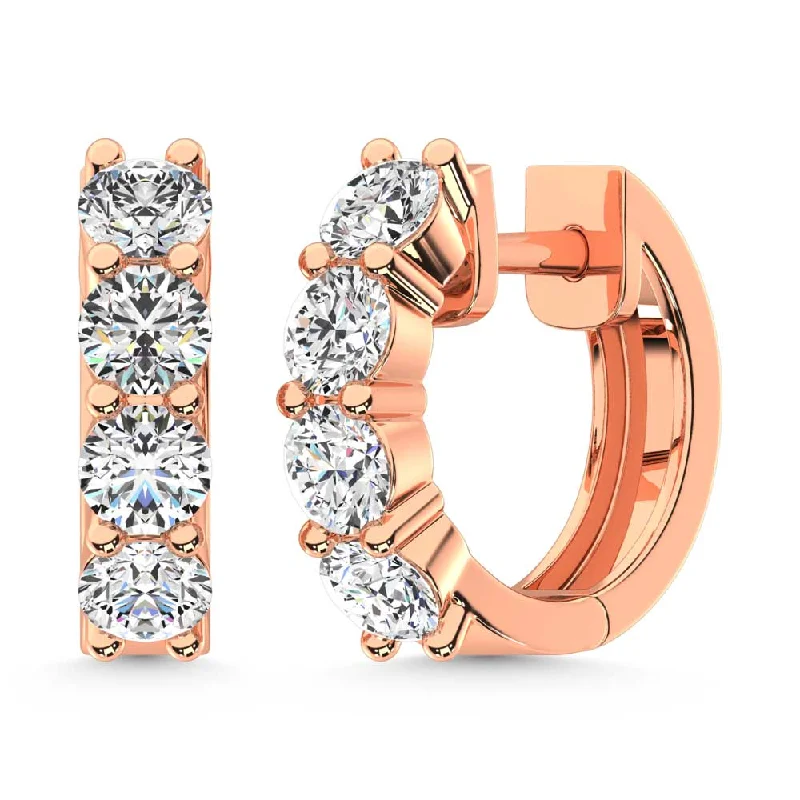 women's earrings with sparkling diamonds -14K Rose Gold Lab Grown Diamond 1 1/2 Ct.Tw. Hoop Earrings