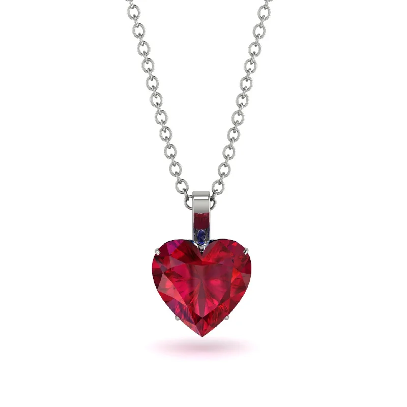 women's necklaces with dual-tone finish -Heart Ruby Necklace - Noelle No. 72