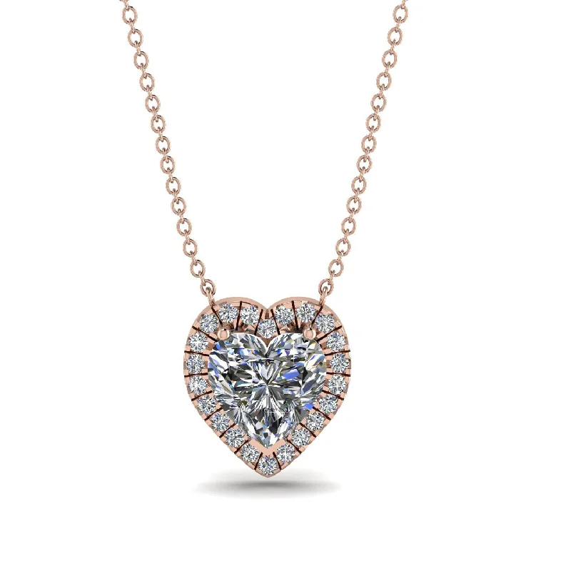 women's necklaces with heart pendant -4.7Ct Diamond Halo Heart Necklace - Jaylene No. 2