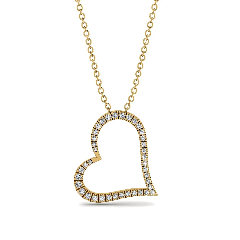 women's necklaces with stylish clasp -Diamond Heart Necklace - Claudia No. 1