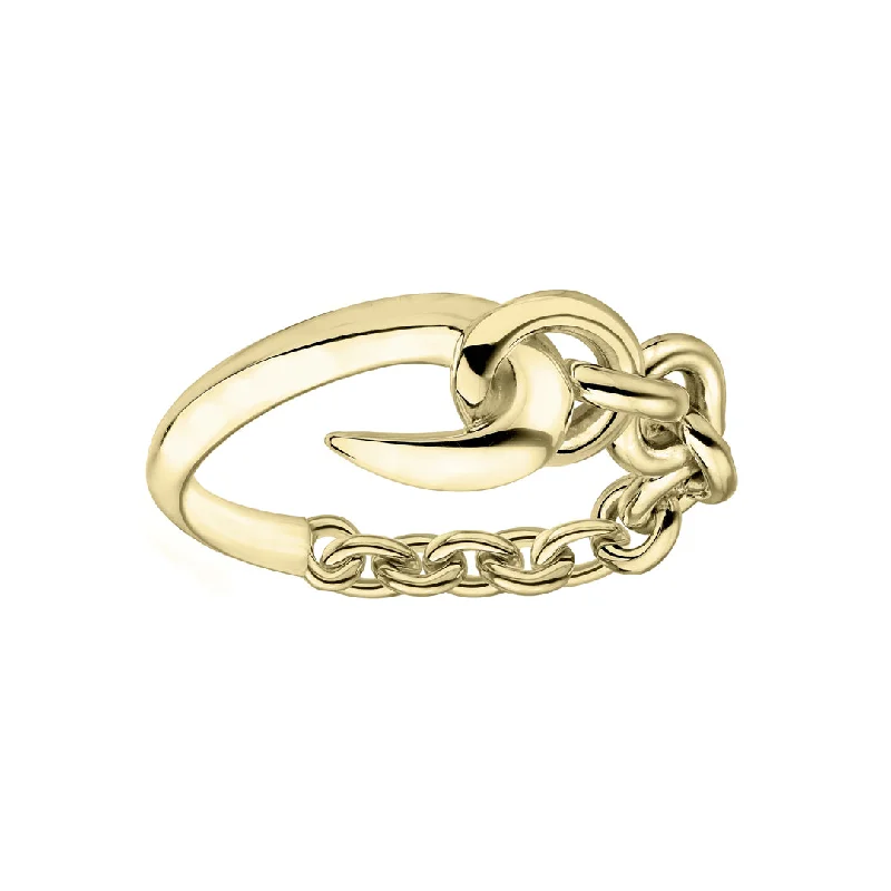 women's rings with colored gemstones -Hook Chain Ring - Yellow Gold Vermeil