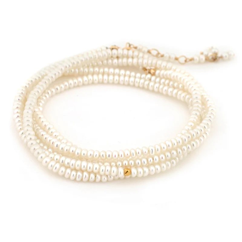 women's necklaces with ruby -Anne Sportun White Pearl Beaded Wrap Bracelet & Necklace 34" B098G-PRL