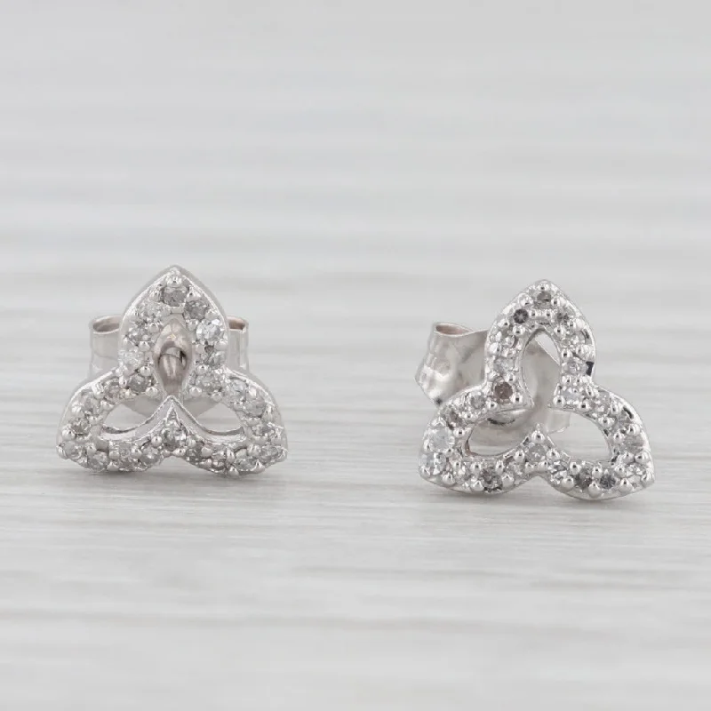 women's earrings with chandelier style -New 0.10ctw Diamond Celtic Knot Stud Earrings 10k White Gold