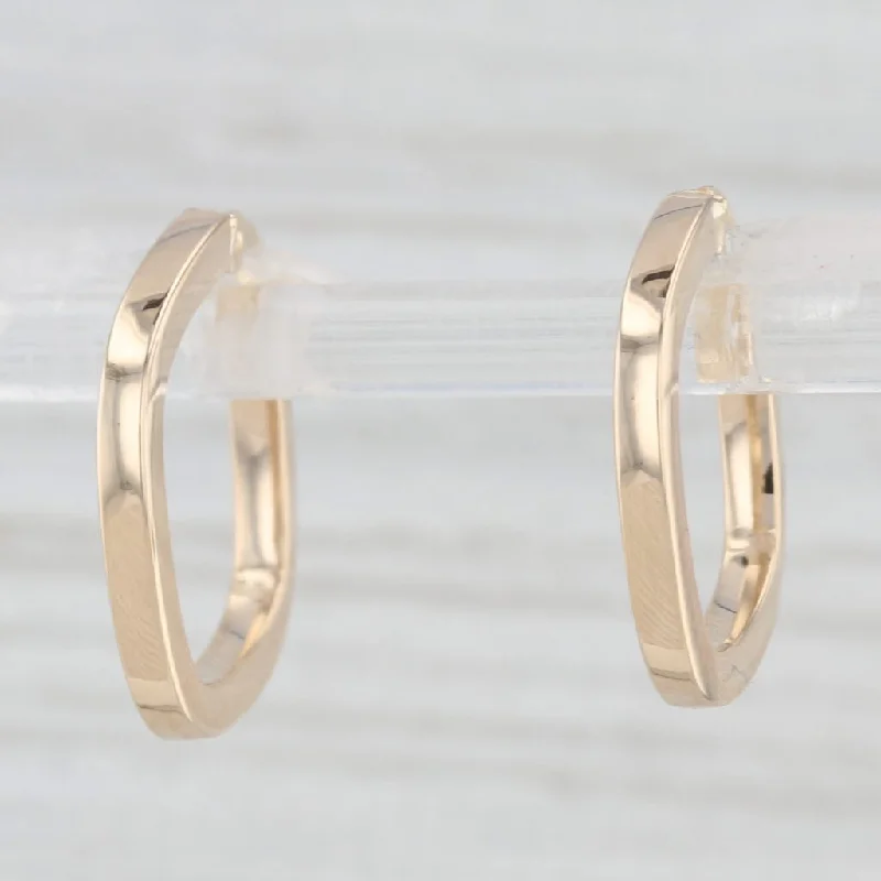 women's earrings with chic hoops -New Square Hoop Earrings 14k Yellow Gold Snap Top Hoops