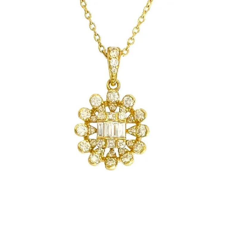 women's necklaces with bold look -Yellow Gold Floral Shape Diamond Necklace