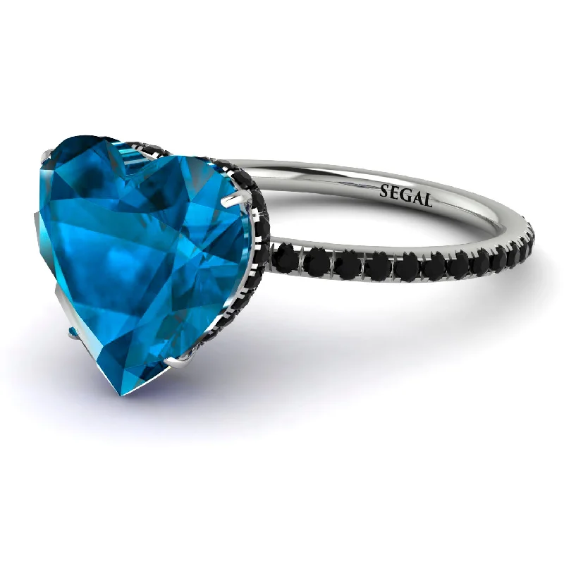 women's engagement rings with fancy cut diamond -Heart Shape Blue Topaz Ring - Noelle No. 509