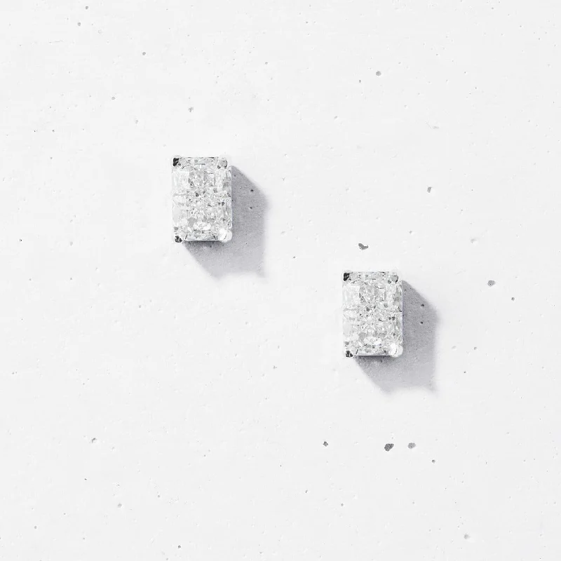 women's earrings with classic studs -Crushed Ice Rectangular Stud Earrings