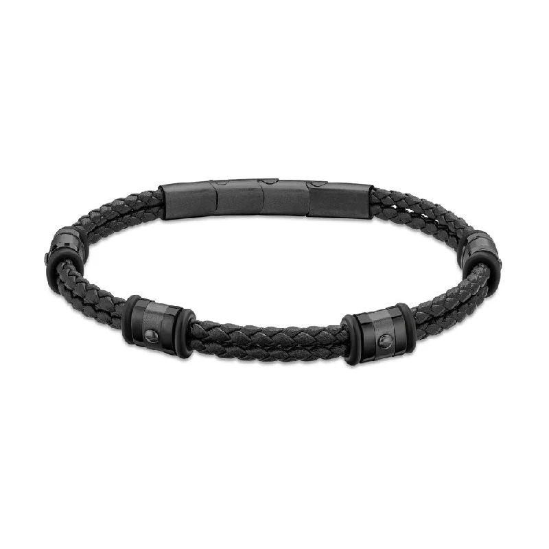 women's bracelets with cubic zirconia -Men Contesa Black Bracelet