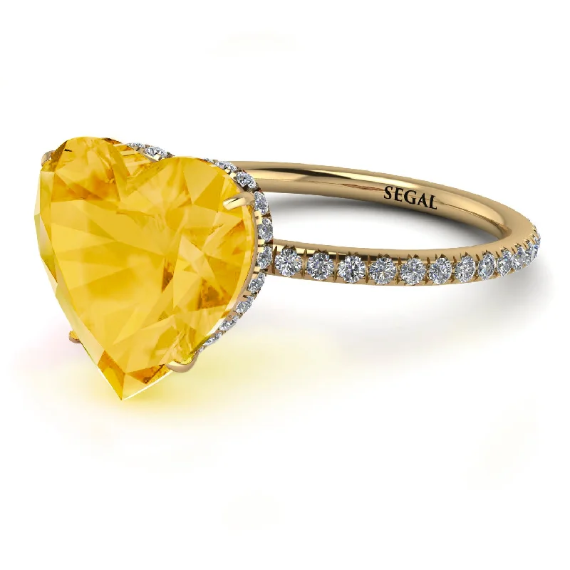 women's engagement rings with open setting -Heart Shape Citrine Ring - Noelle No. 601