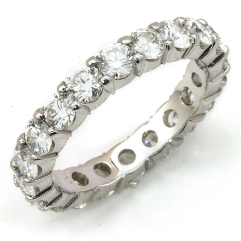 women's engagement rings with dual stone setting -Round Diamond Eternity Band Anniversary Ring Prong Set 4.00 carats