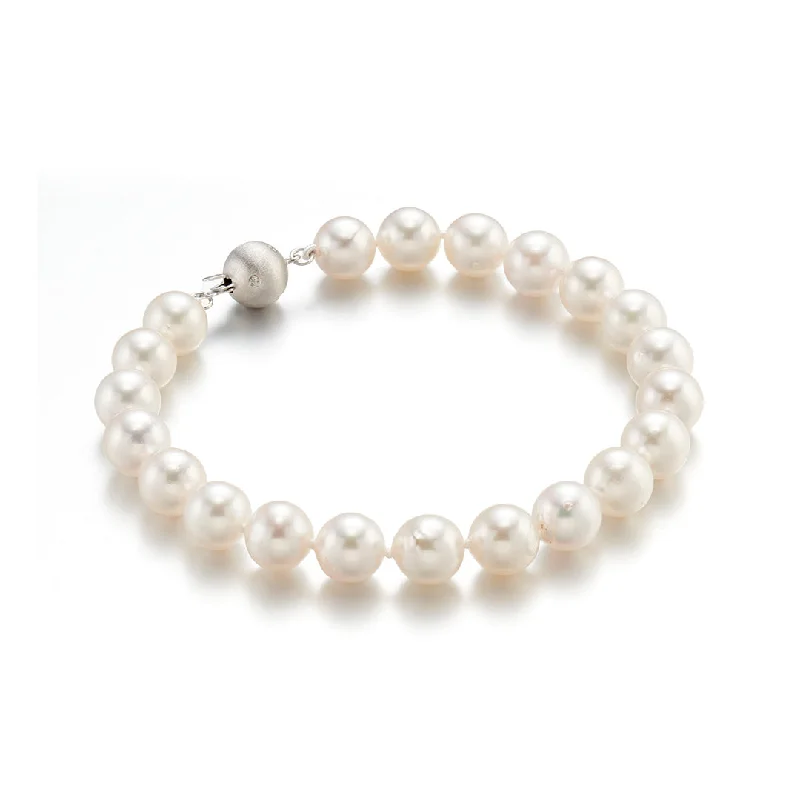 women's bracelets with textured finish -7.5mm White Akoya Pearl Bracelet