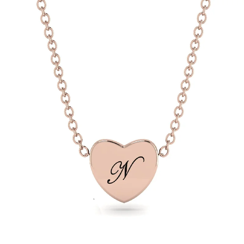 women's necklaces with sparkling halo -Heart Initial Necklace - Emory No. 2